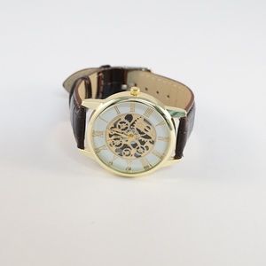 women’s skeleton watch gold & white detailing